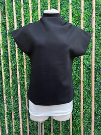 Black Modal High Neck Top