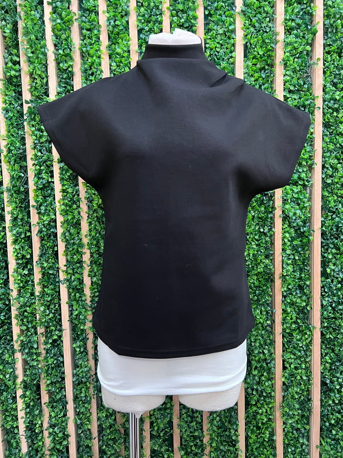 Black Modal High Neck Top