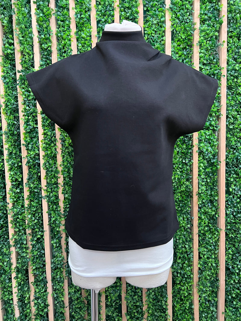 Black Modal High Neck Top