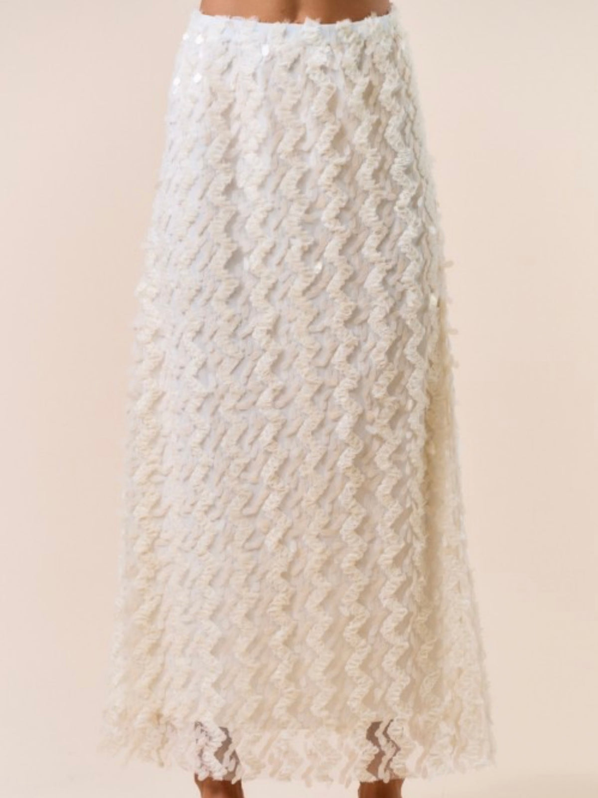 Beautiful Cream Sequin Maxi Skirt