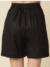 High Waist Linen Bermuda