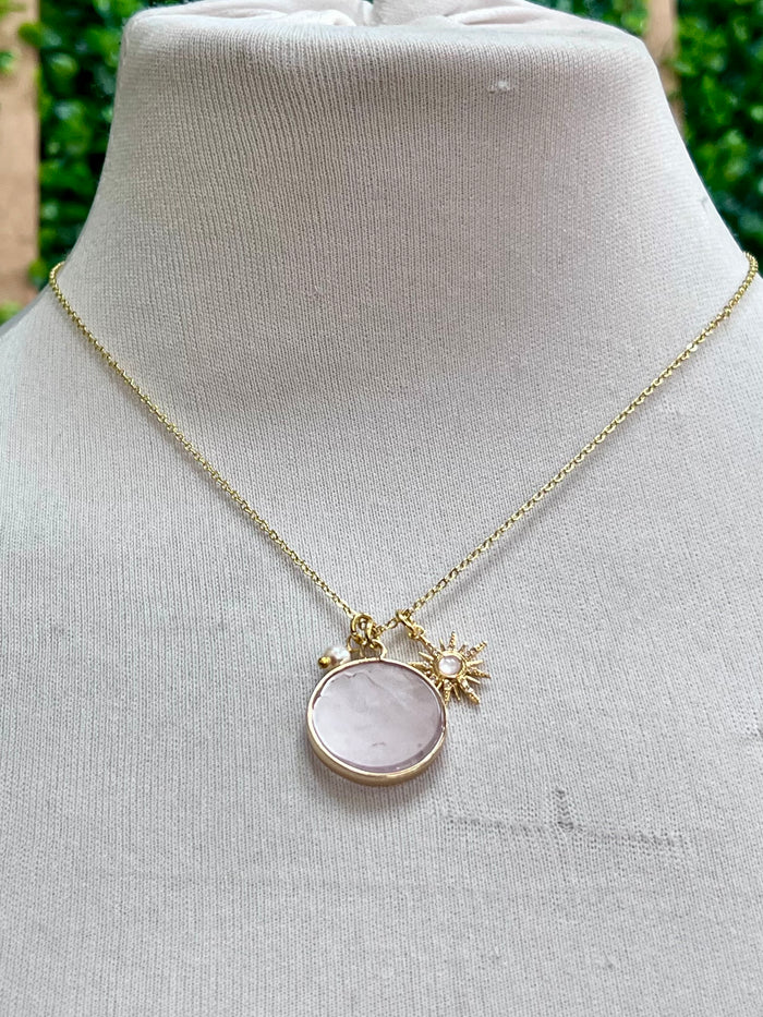 VB Gold Starburst and Quartz Necklace