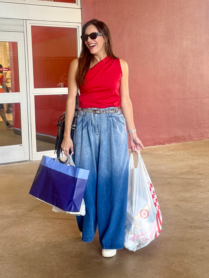 High Waist Ombre Wide Leg Denim