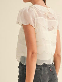 Beautiful Scallop Organza Blouse