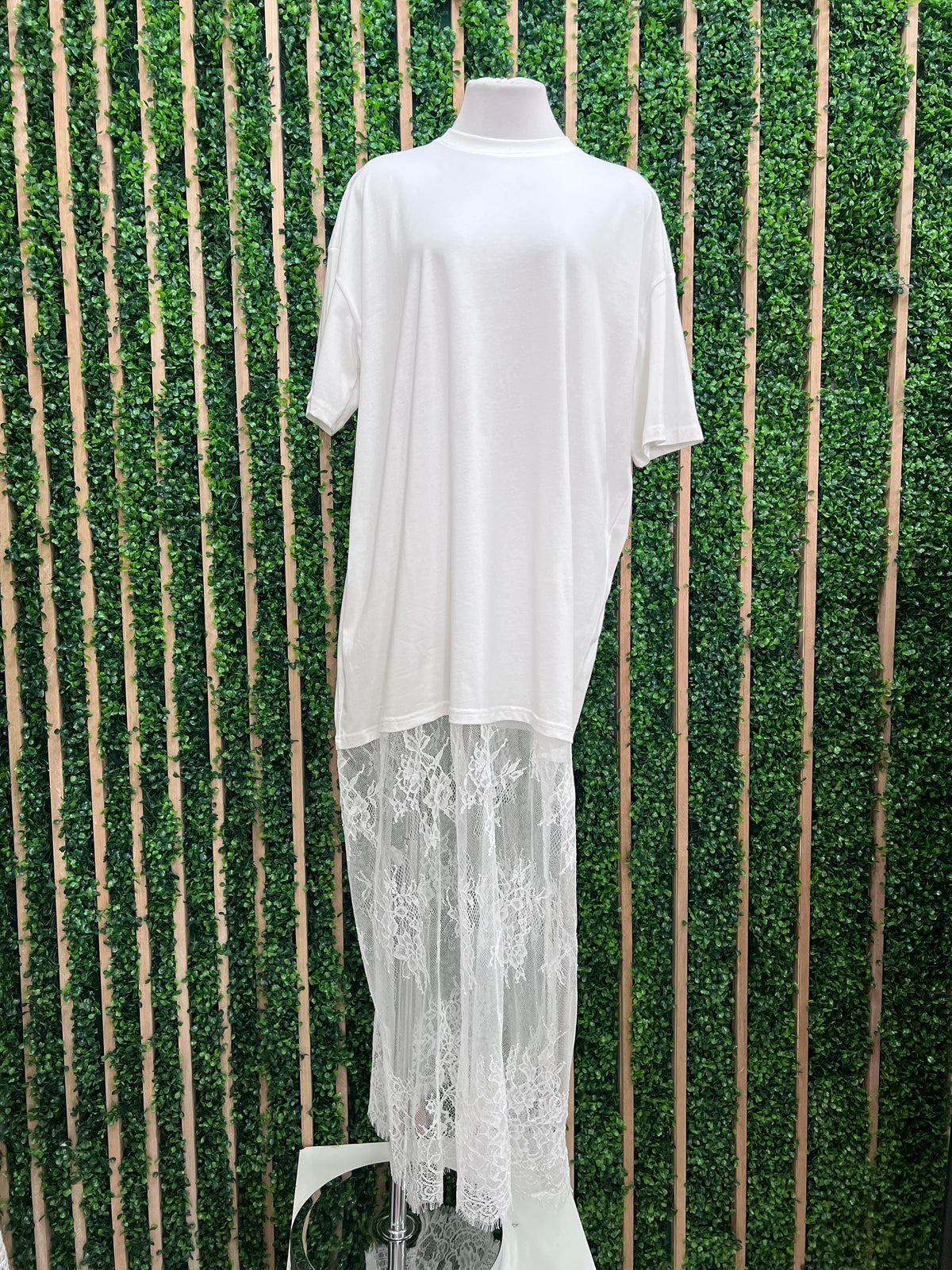 Sheer Lace Layered Shirt Dress