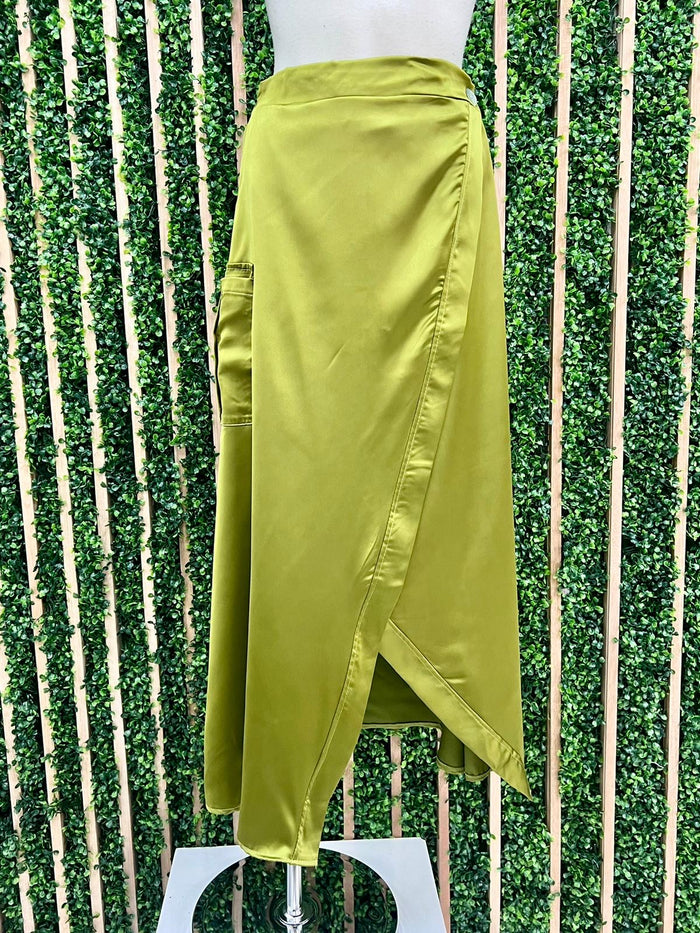 Satin Cargo Midi Skirt