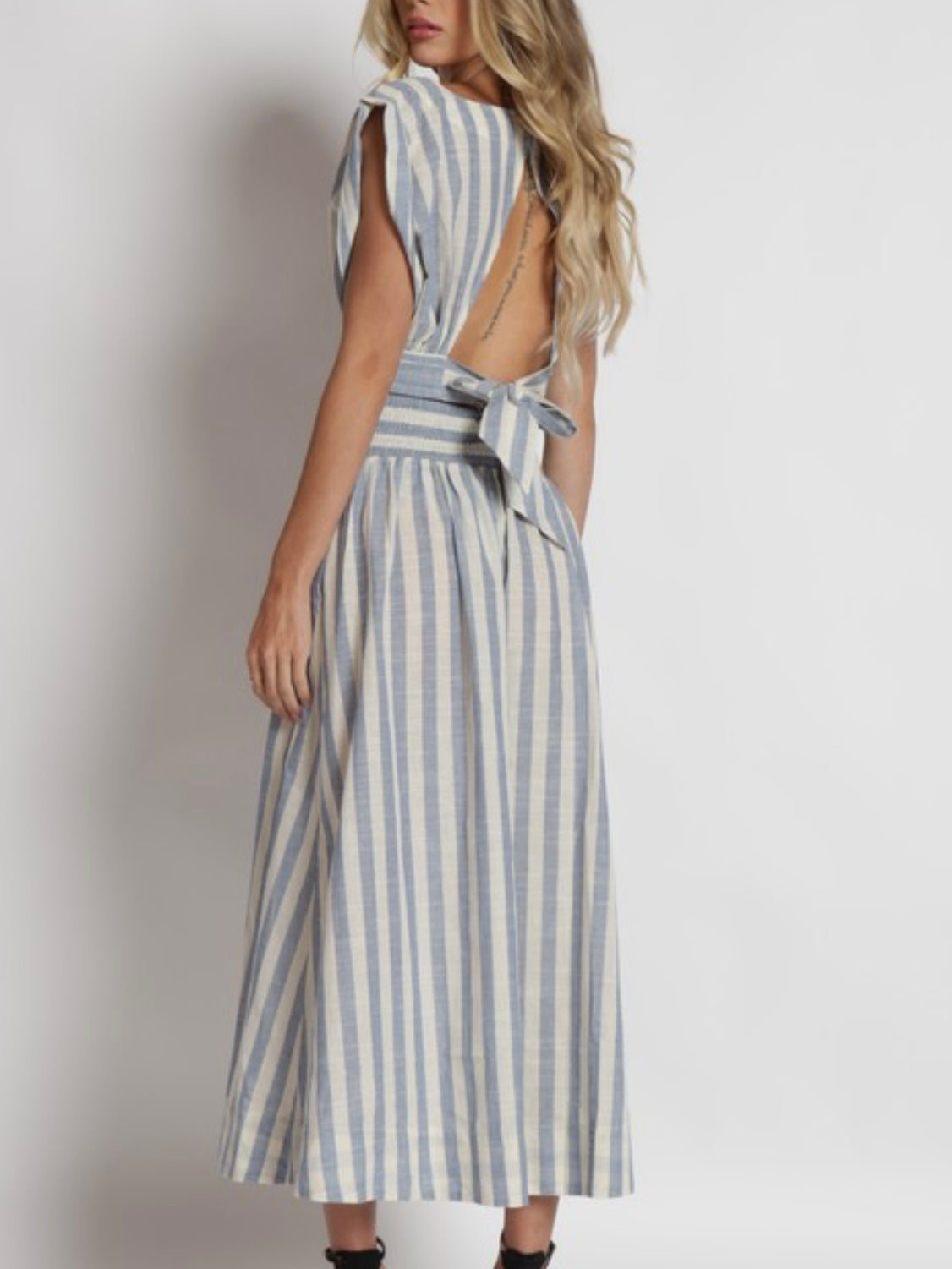 Blue Striped Midi SKIRT set