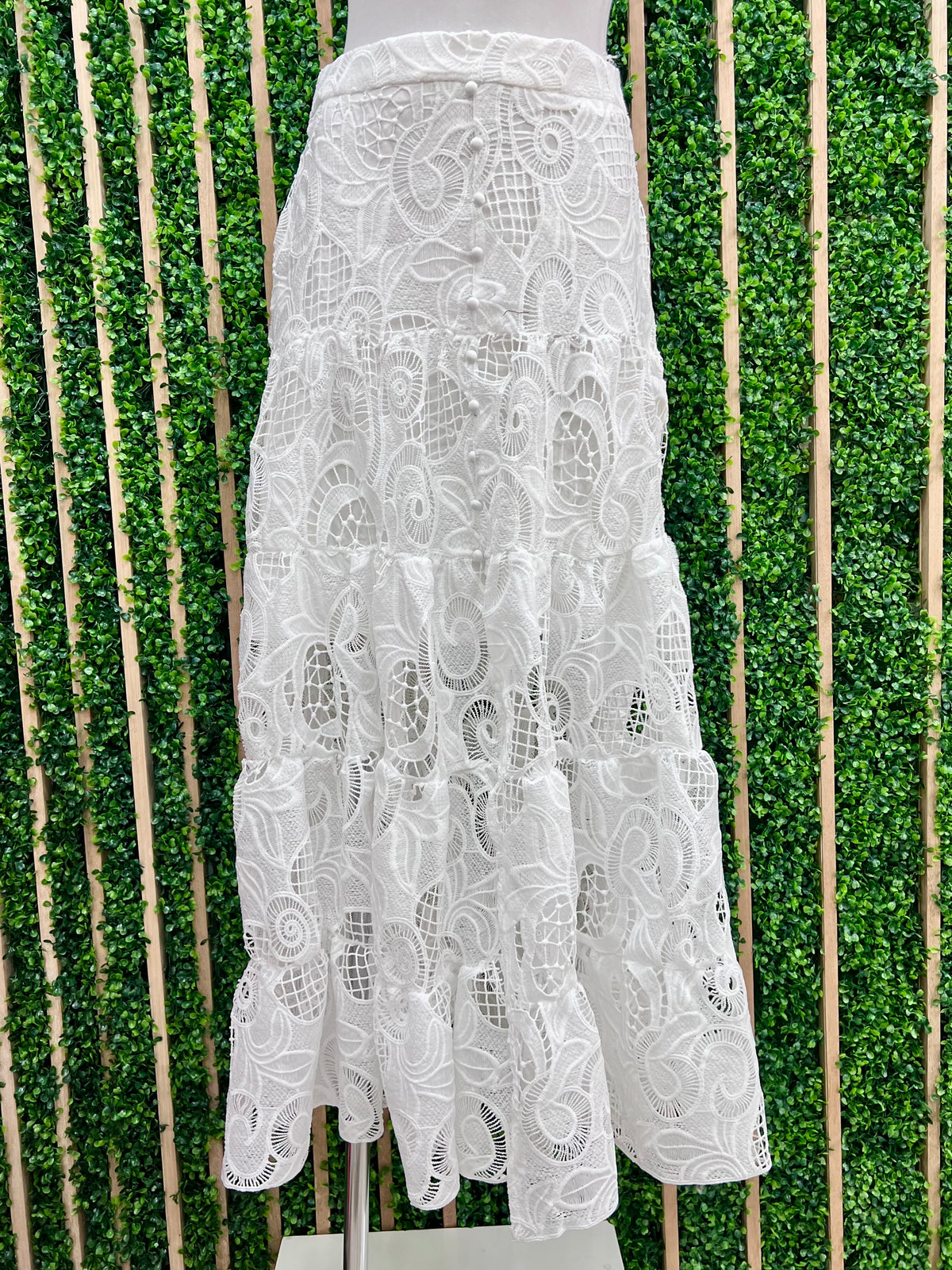 Beautiful White Floral Lace Maxi Skirt
