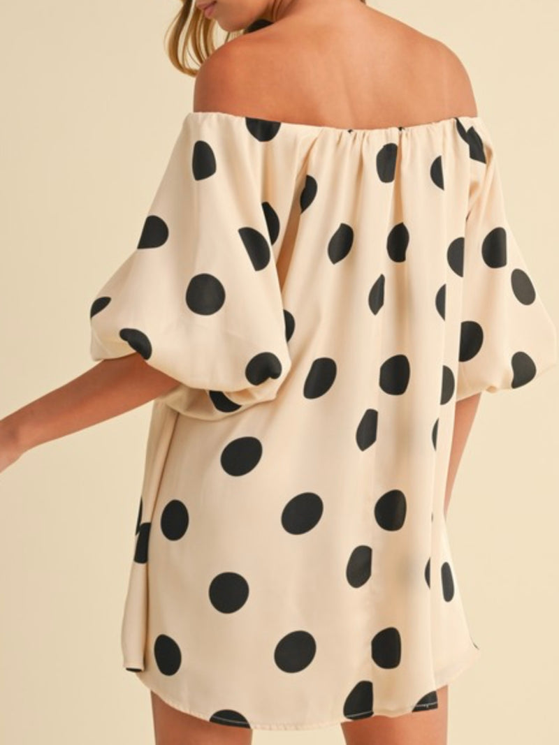 Polka Dot Off Shoulder Short Dress