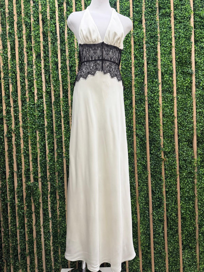Beautiful Lace Illusion Halter Maxi Dress