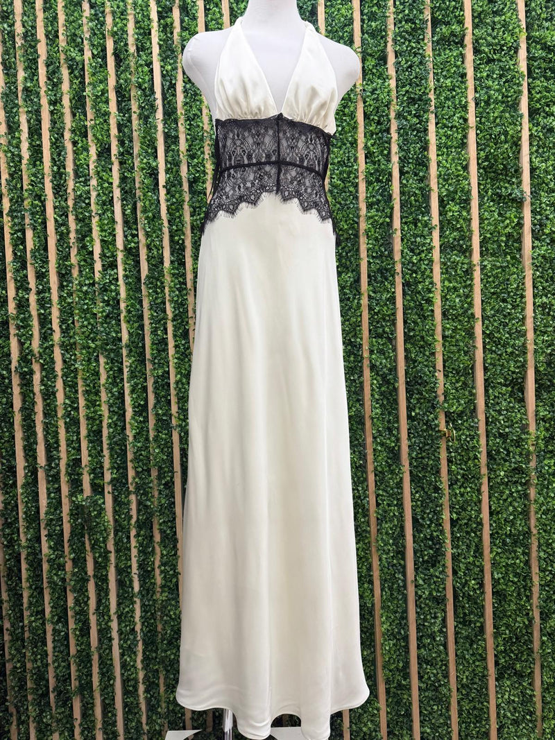 Beautiful Lace Illusion Halter Maxi Dress