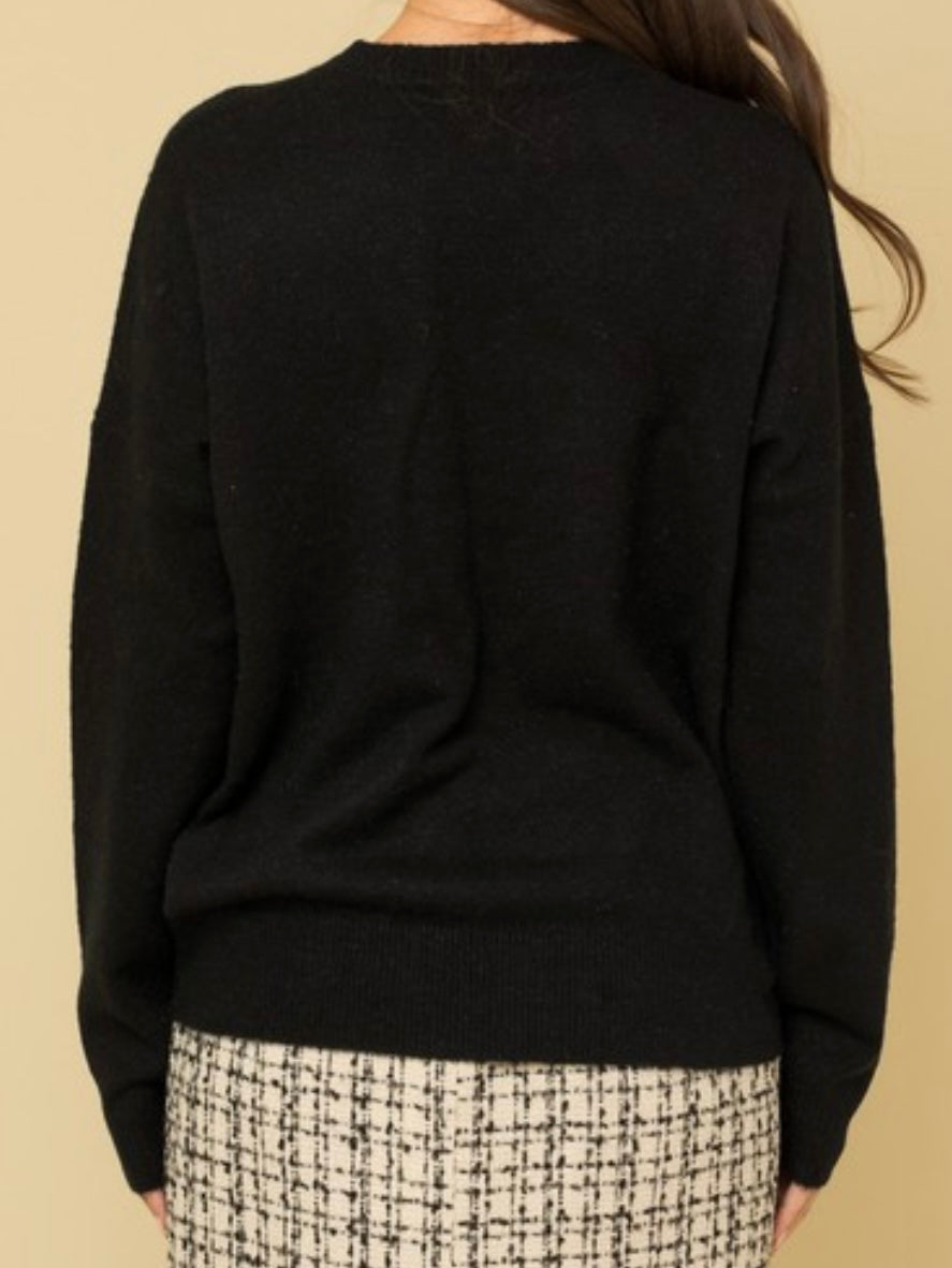 Black Cheers Pullover Sweater