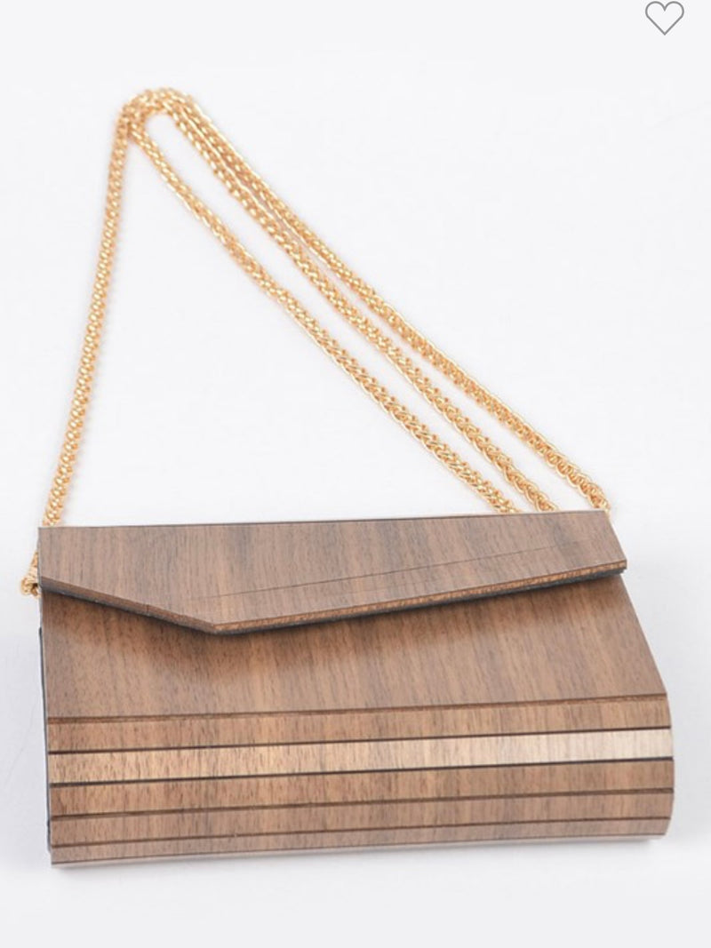 Assymmetric Wooden Clutch