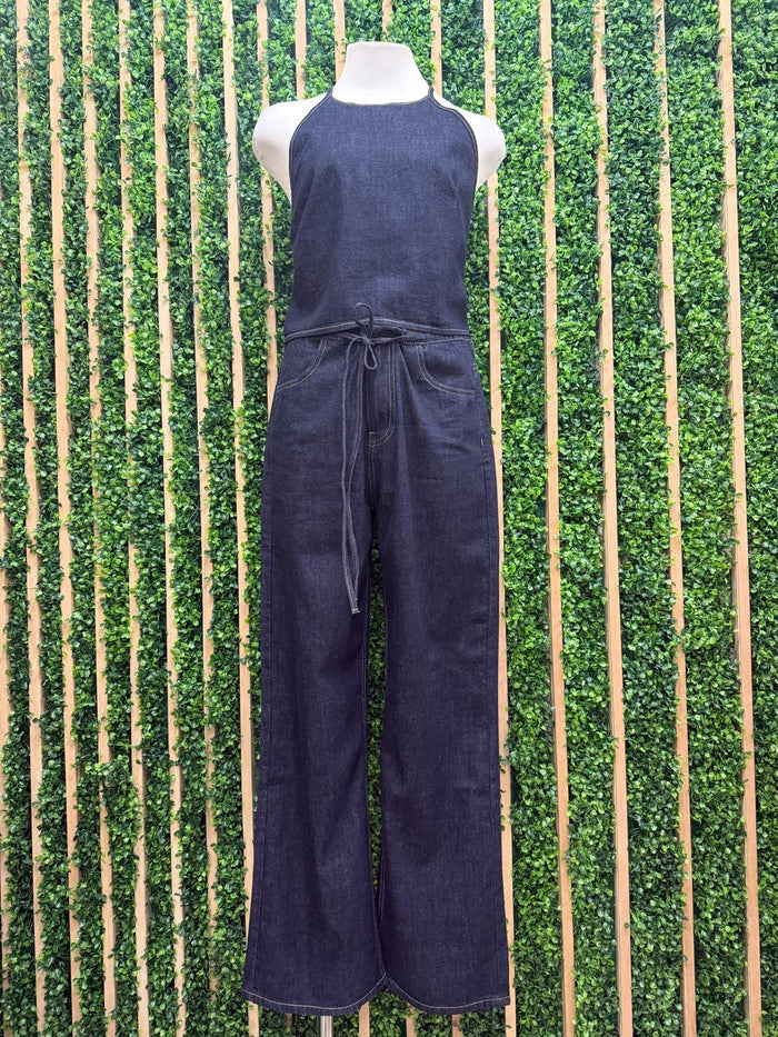 Midnight Denim Halter Pant Set