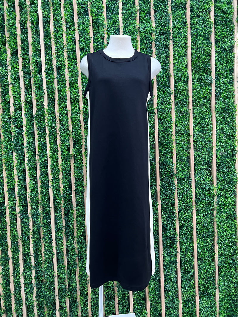 Black Side Stripe Scuba Modal Midi Dress