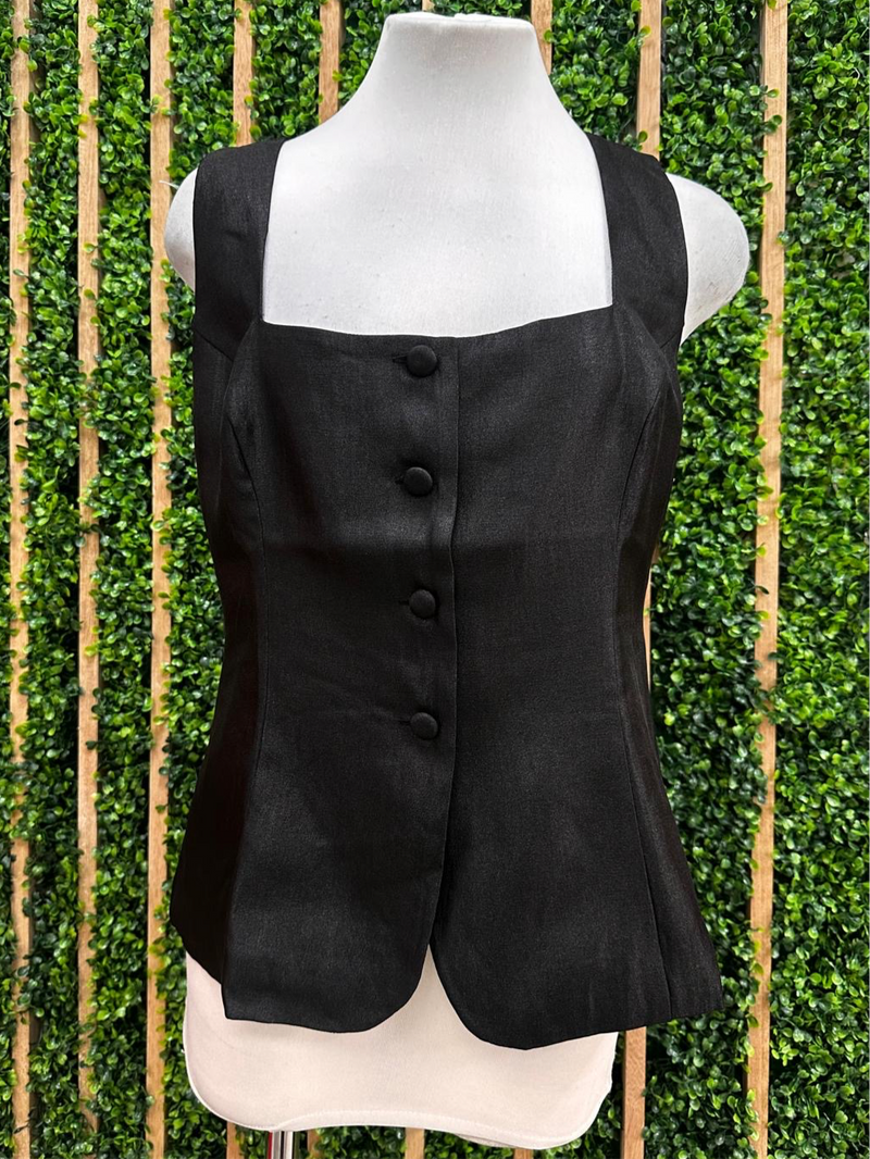 Square Neck Button Down Vest