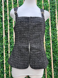 Black Textured Tweed Vest