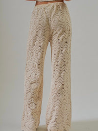 Vanilla Coastal Crochet Knit Wide Leg Pants