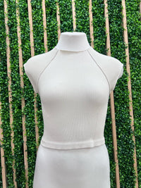 Solid Ribbed Round Neck Crop Top