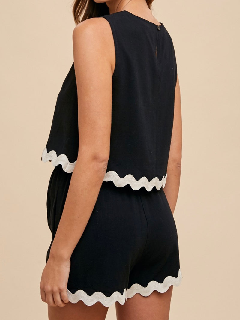 Scallop Trim Short Pant Set