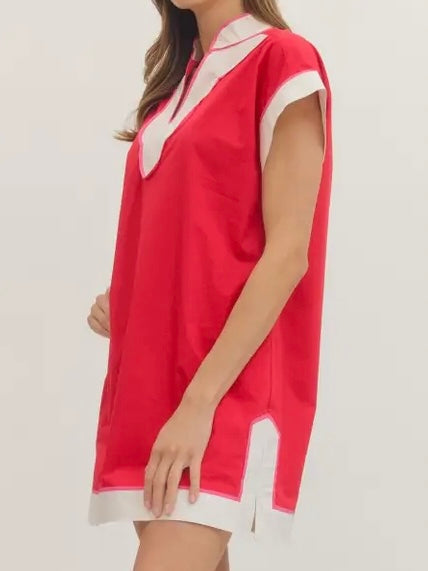 Neon Red And Pink Escape Shift Dress