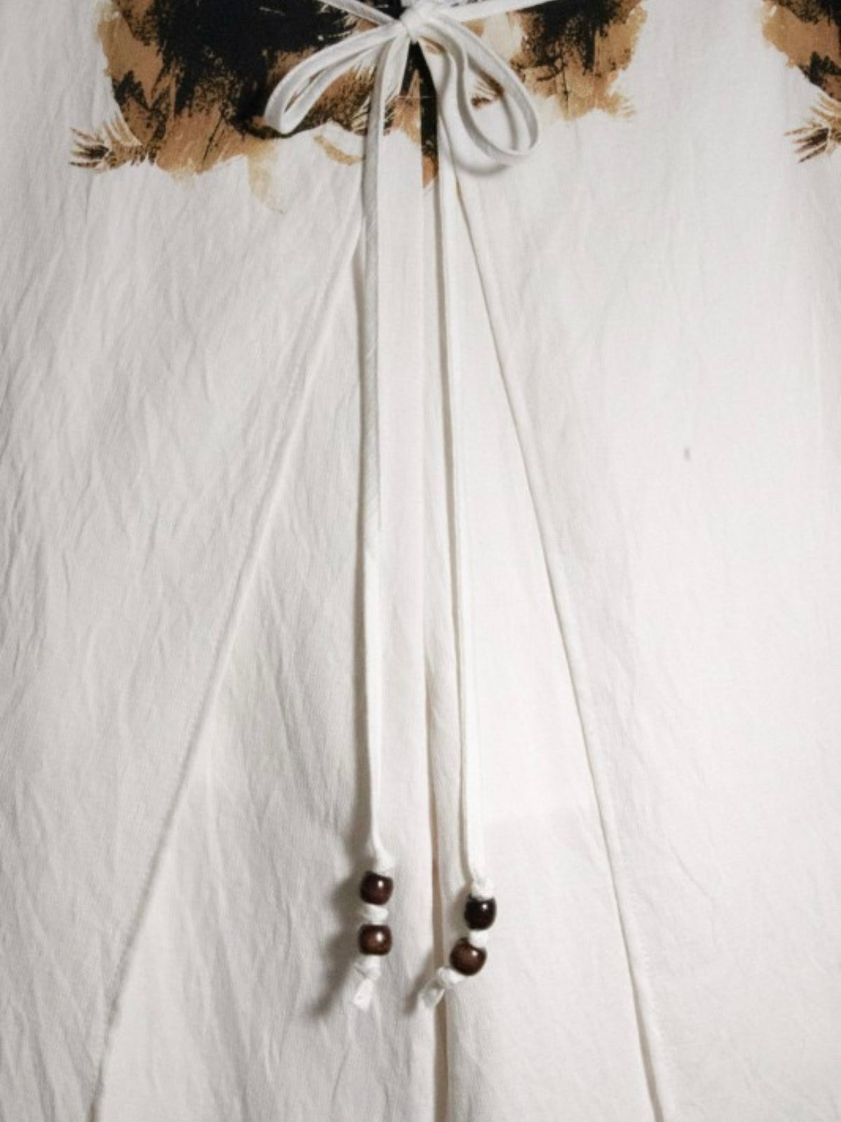 Ivory Brown Palm Tree Print Wide-Leg Pants