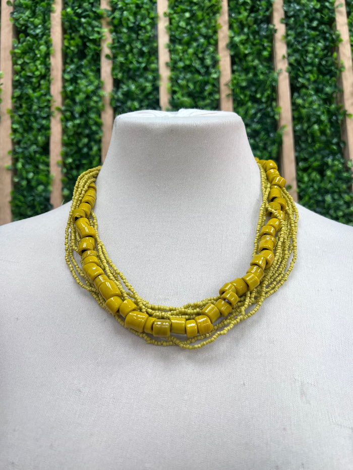 Multi Layer Contrast Beads Necklace