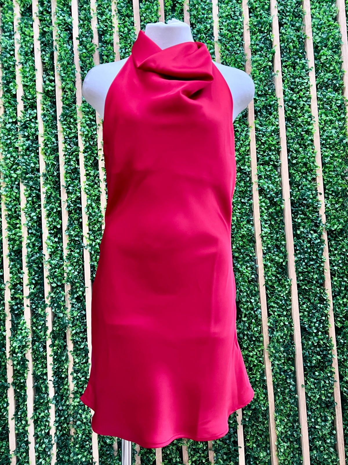 Satin Cowl Neck Short Dress