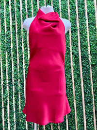 Satin Cowl Neck Short Dress