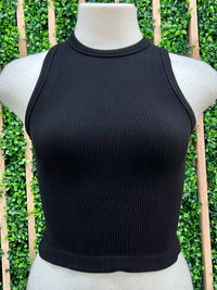 High Neck Thick Rib Crop Tank