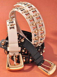 Cutout Studded Pleather Belt