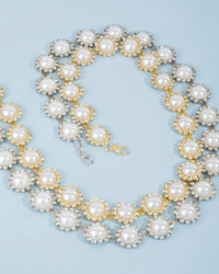 Pearl And Rhinestone Disc Chain Belt