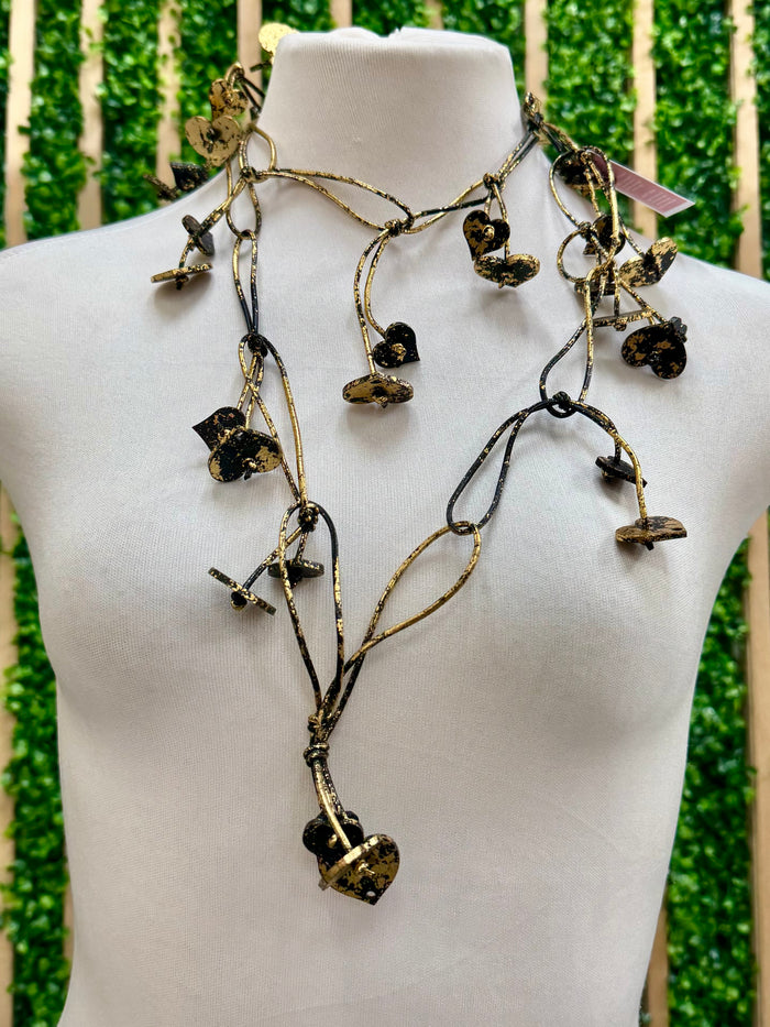 JH Wooden Hearts Leatherette Chain