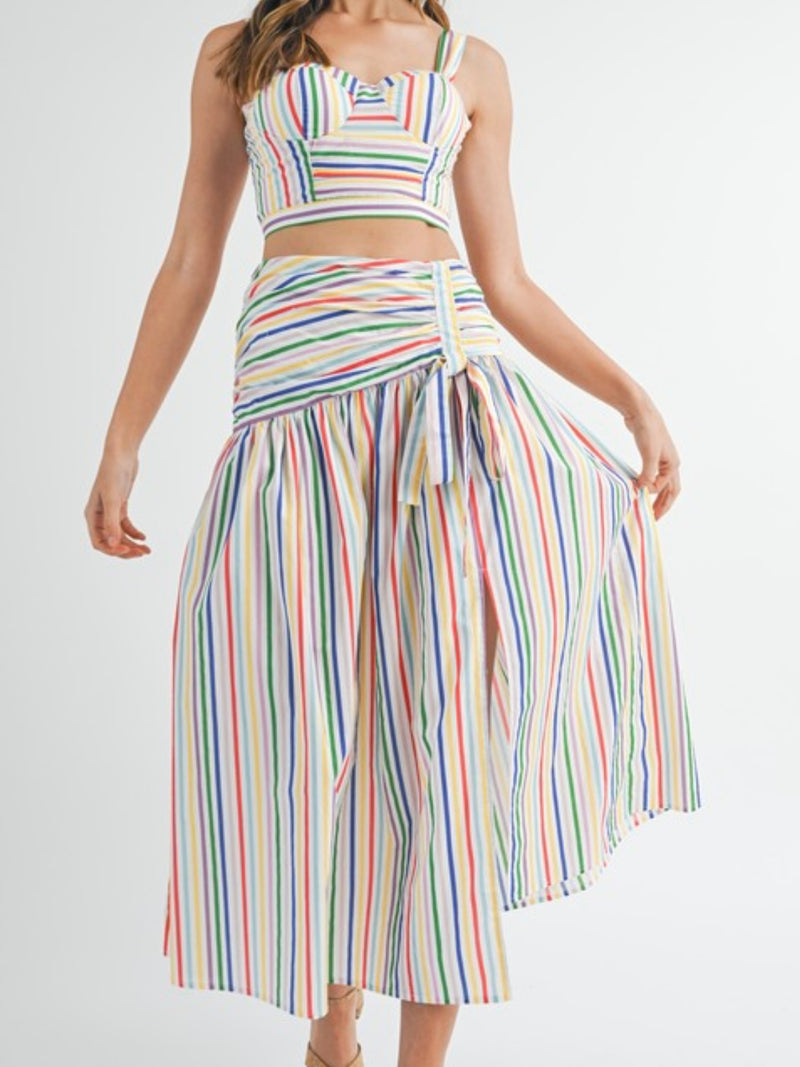 Beautiful Multi Striped Bustier Top