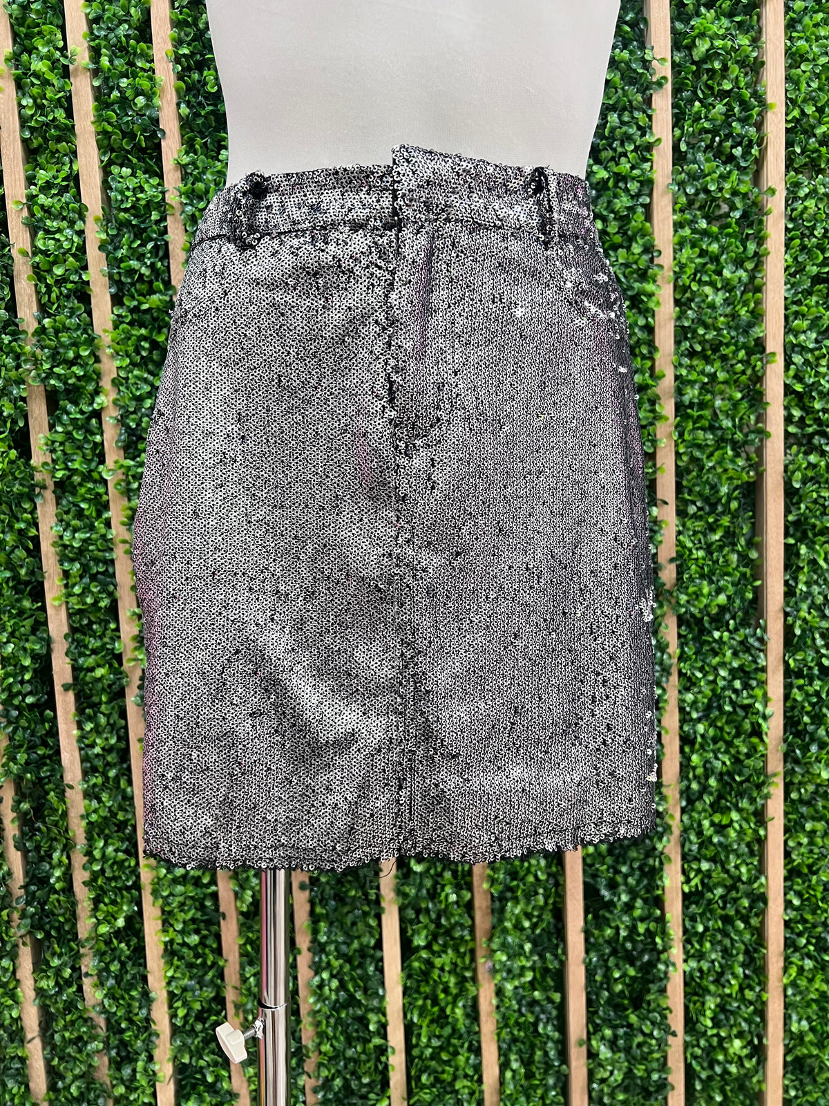 Gunmetal Sequin Mini Skirt