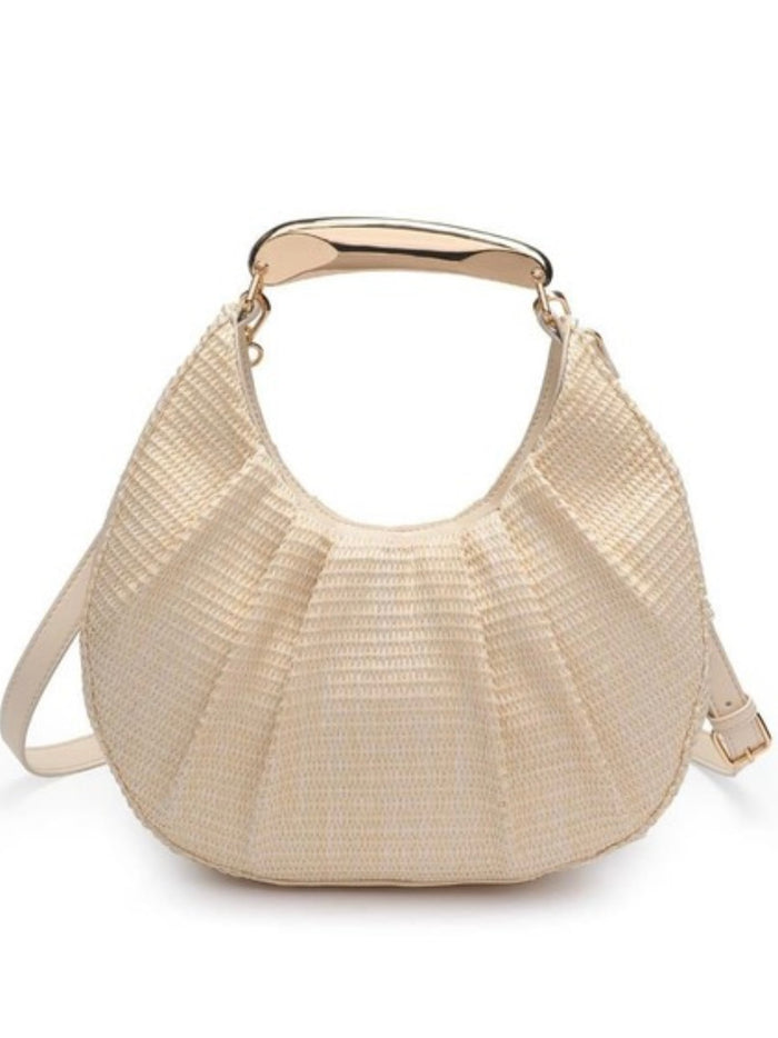 Ivory Classy Studded Textured Raffia Bg