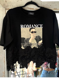 Romance Graphic Lace Hem Tee