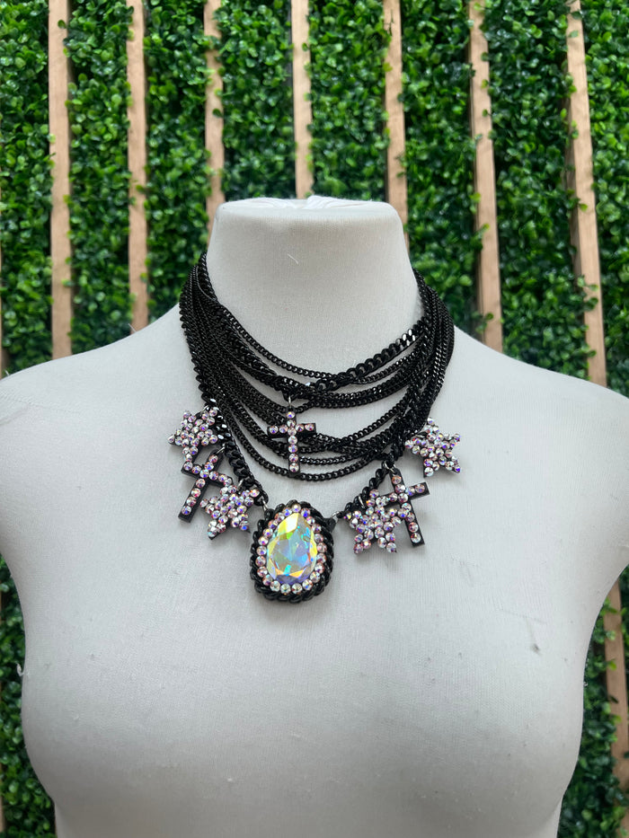 BE Multilayer Star Cross Oval Boreal Necklace