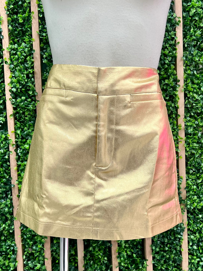 High Waist Metallic Skort