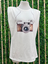 Camera Muscle Tee Top