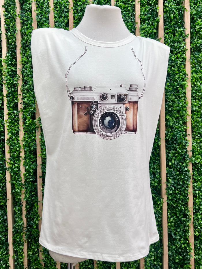 Camera Muscle Tee Top