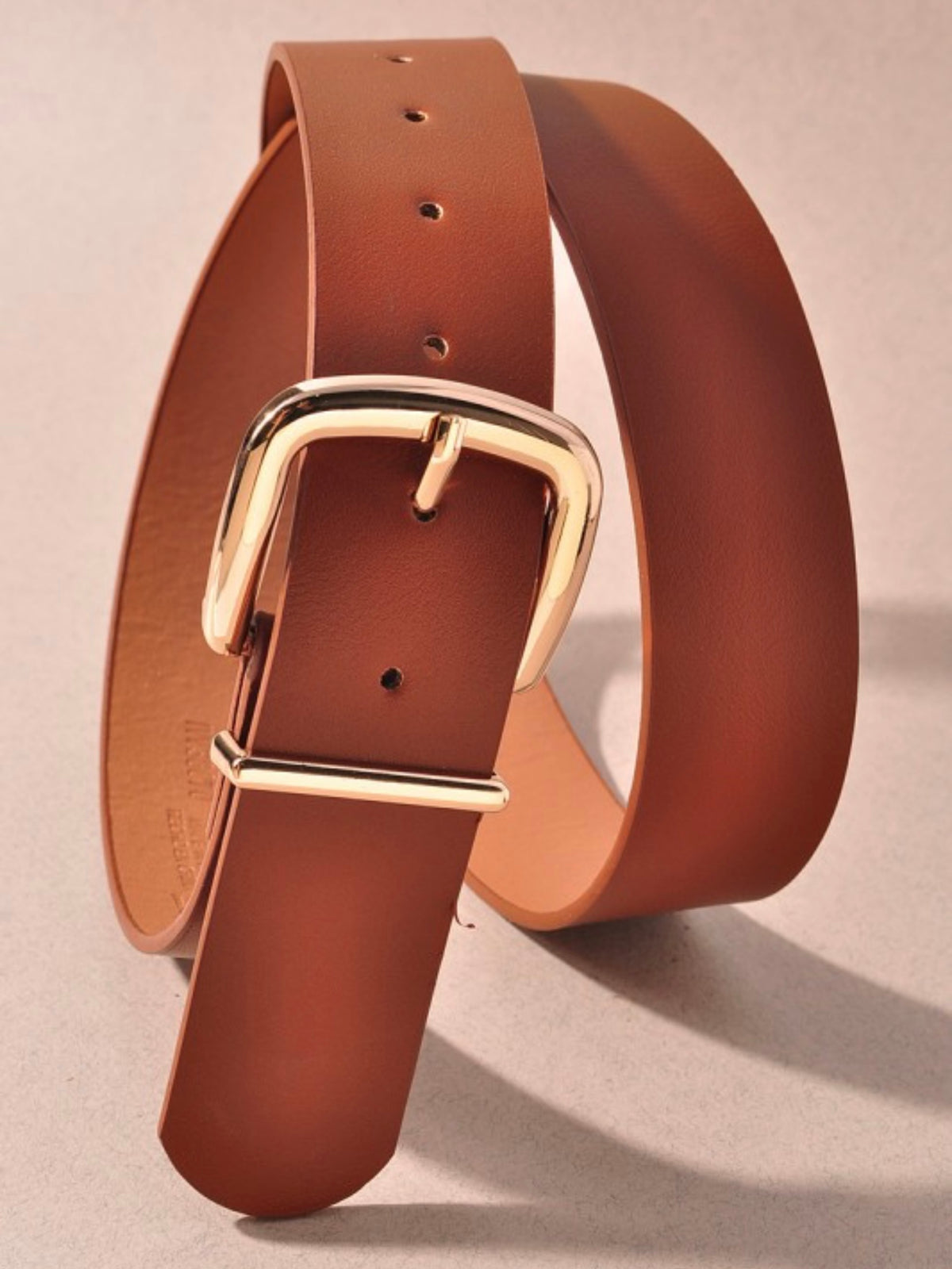 Round D Buckle Metal Loop Belt
