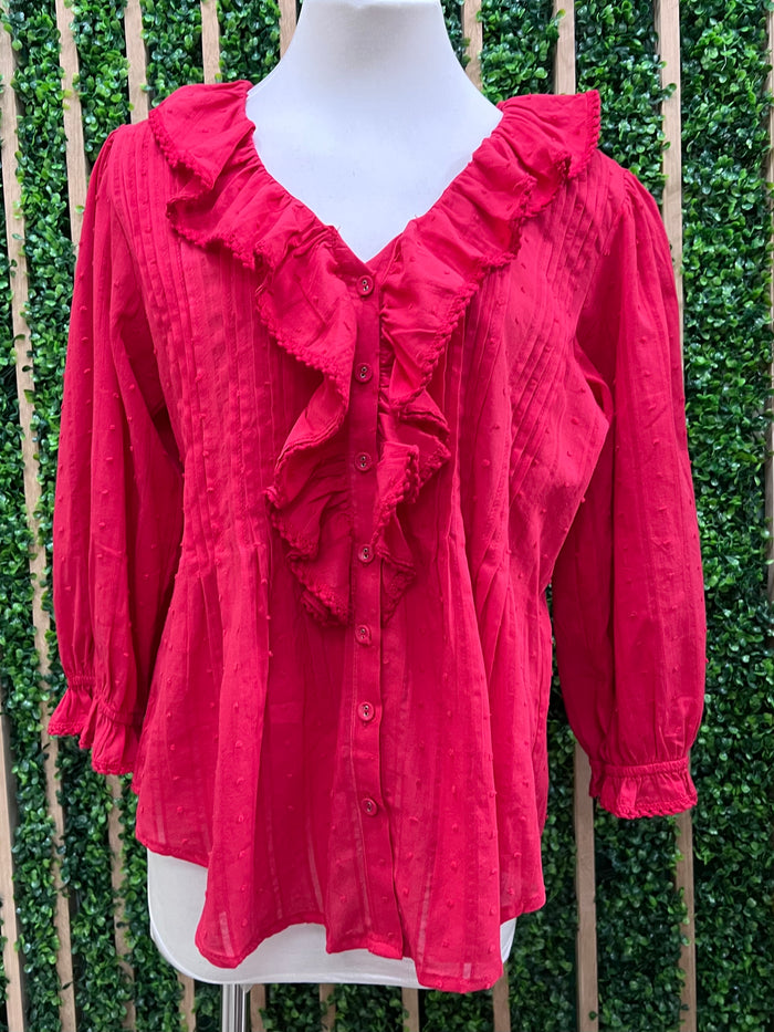 Red Long Sleeve Blouse