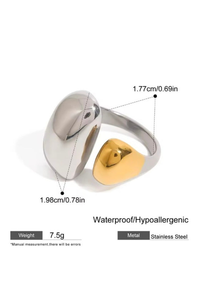 Stainless Steel Two Tone Waterdrop Ring