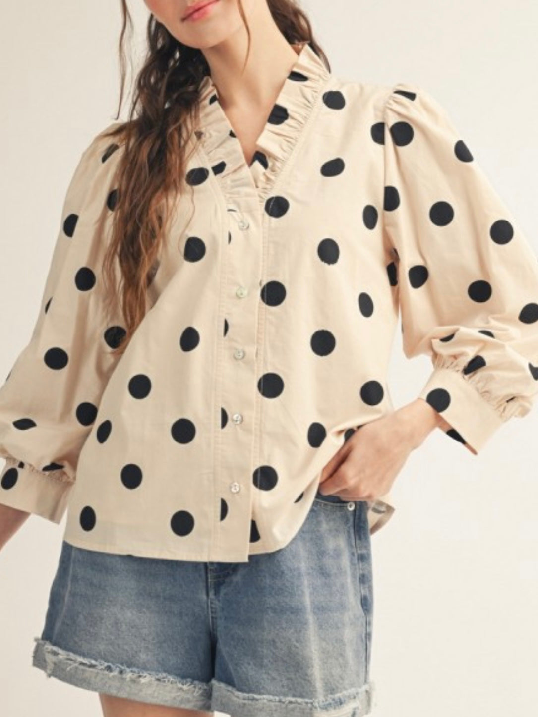 Ruffled Polka Dot Blouse
