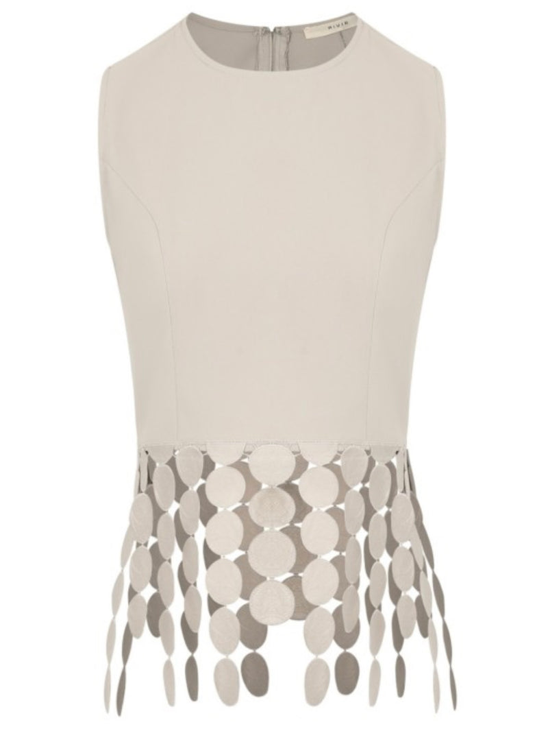 Circle Tassel Trim Sleeveless Top