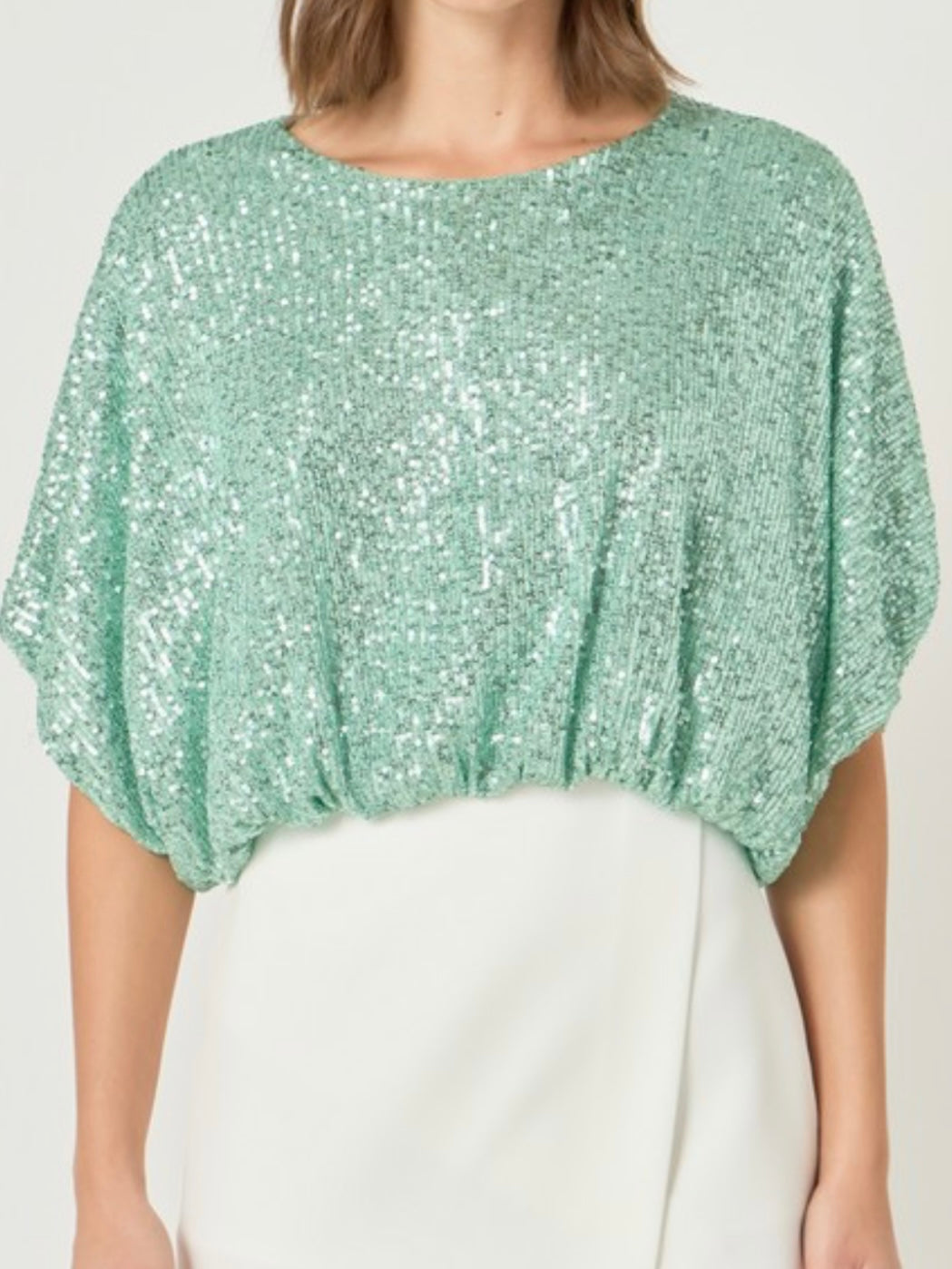 Sequin Crop Bubble Top