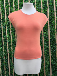 Smooth Cap Sleeve Crewneck Basic Top