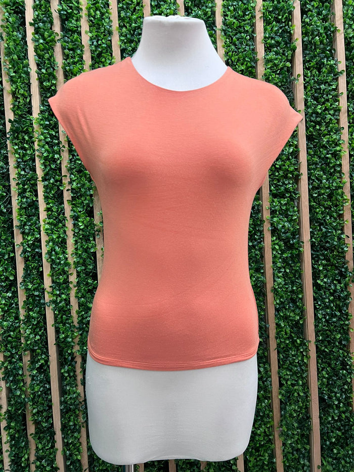 Smooth Cap Sleeve Crewneck Basic Top