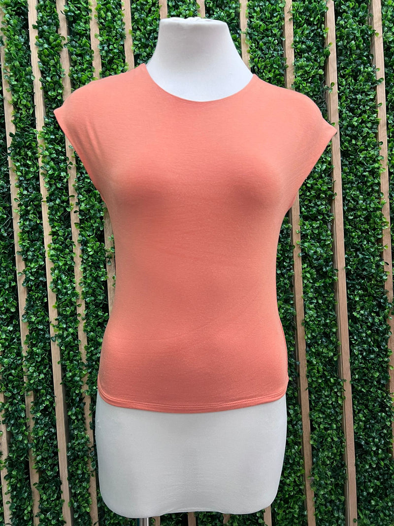 Smooth Cap Sleeve Crewneck Basic Top